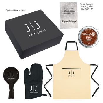 *NEW* Spice Things Up Kit Includes Cajun Seasoning Tin, Oven Mitt, Cooking Apron, Ceramic Spoon Rest and Card in a Gift Box