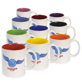 11 oz Coffee Mug with Color Interior and Full-Color Wraparound Imprint (No Bleed)- Low Minimums