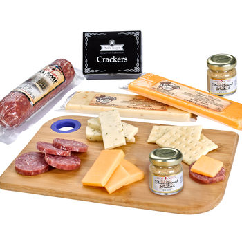 Charcuterie Favorites Board Includes Dry-Cured Salami, Assorted Cheeses, Crackers, and Gourmet Mustard