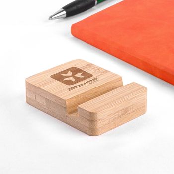 Eco-Friendly Bamboo Stand Positions Phones at the Perfect Viewing Angle