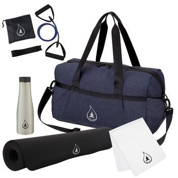 Zen in a Duffel Bag Includes Single-Layer, High-Traction Yoga Mat, Yoga Stretch Band, Cooling Towel & 20 Oz. Stainless Steel Bottle