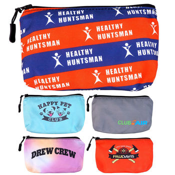 7.5" x 3.75" Fabric Zippered Pouch with Full Color Printing is Perfect for Tech Accessories or Toiletries