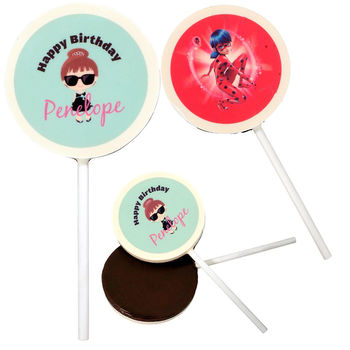 Chocolate Lollipops with Your Full-Color Logo Printed Directly on Pop