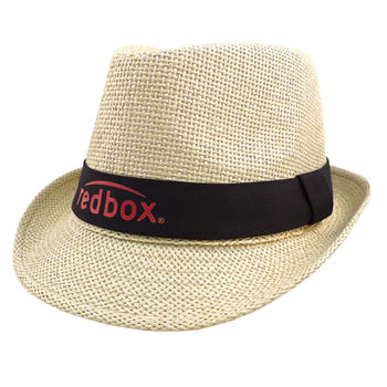 Natural Straw Fedora Hat with Colored Band