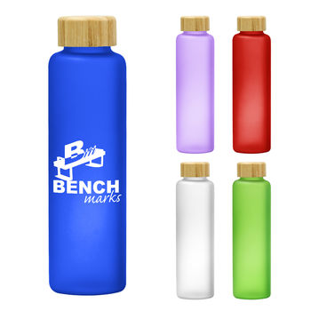 *NEW* 20 oz Colorful Glass Bottle with Bamboo Lid - UNIQUE GLASS