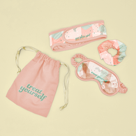 Pamper Me Kit with Head Wrap, Eye Mask, Scrunchie, and Message Card in Canvas Bag