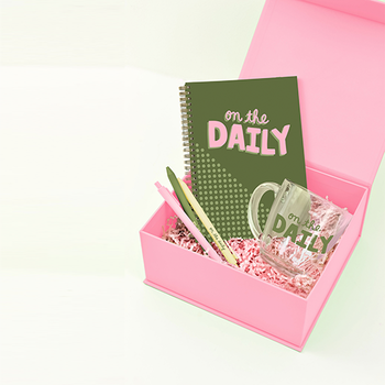 On the Daily Kit with Notebook, Glass Mug, Pens and Message Card in Gift Box