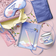 Glamping Kit with Knapsack, Eye Mask, Key Ring, Mug, Notebook, Pen and Message Card in Gift Box