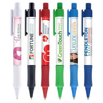QUICK SHIP Anti-Microbial Grip Write Pen with Full-Color Imprint Keeps Hands Protected