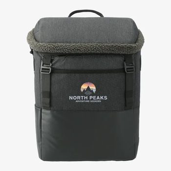 Recycled Polyester Cozy 12-Can Backpack Cooler with Front Pocket and Fuzzy Trim - 1% of Sales Donated to Eco Nonprofits