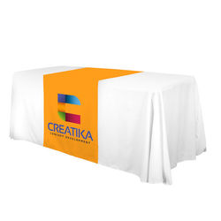 Economy 28" Wide LASER-CUT EDGE Flame-Retardant Table RUNNER with Full-Color Imprint on Front