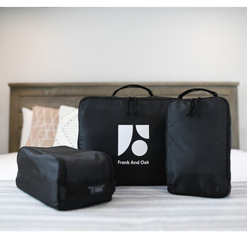 Set of 3 Packing Cubes with Handles Made from Recycled Water Bottles Help You Stay Organized While You Travel 