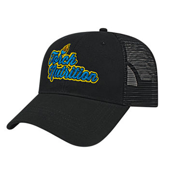 Trucker Hat:  Low-Profile, Brushed Cotton Twill, Mesh Back, Plastic Snap Tab - BUDGET