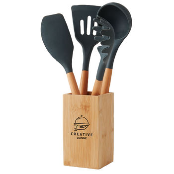 6-Piece Bamboo & Silicone Utensil Set