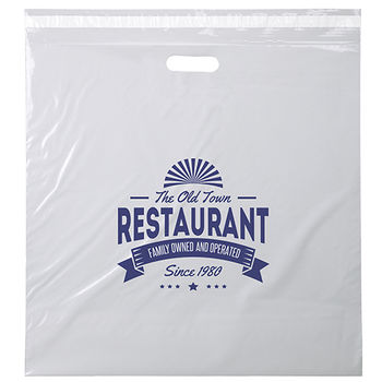 22" X 22" Clear Plastic Bag with Die-Cut Handle and Tamper-Resistant Peel-&-Seal Closure - Stadium Security Approved 