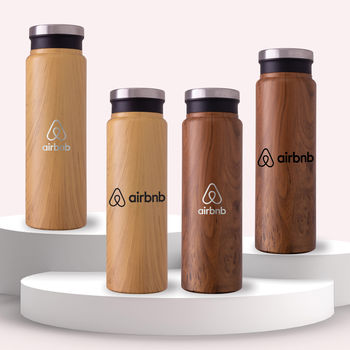 20 oz Vacuum Insulated Bottle with Rich Natural Woodgrain Finish