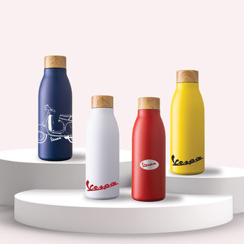 20 oz Vacuum Insulated Bottle with Durable Powder Coated Body and Woodgrain Lid