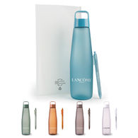 Gift Set with Translucent Rubberized Bottle and Matching Pen and a Recycled Poly Pouch