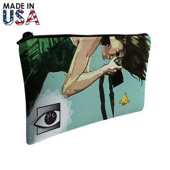 10.25" x 6.25" Uber-Soft, Cozy Washable Fabric Flat Zip Pouch with All-Over Full Color Printing 