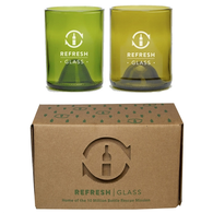 Refresh Glass® 2-Pack 12 oz Glasses Made from Rescued Wine Bottles - Mixed Colors