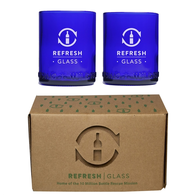 Refresh Glass® 2-Pack 12 oz Glasses Made from Rescued Wine Bottles - Cobalt Blue