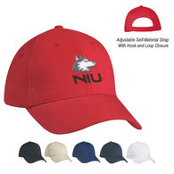 6-Panel, Medium Profile Economy Cap with Self-Fabric Velcro Closure - EMBROIDERED - BUDGET