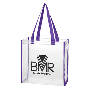 12" x 12" x 6" Clear Tote Bag with Colored Trim - Stadium Security Approved 