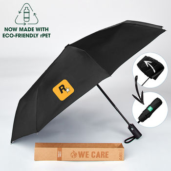 42” Arc Executive C-Suite Quality Auto Open/Close Recycled Polyester Umbrella (11“ Folded)