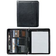 Letter-Size Pebbled-Texture Grain Leather Zippered Padfolio