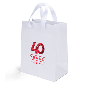 Matte-Laminated Paper Bag with Deluxe Ribbon Handles – 7.75” x 9.75” - Foil Imprint