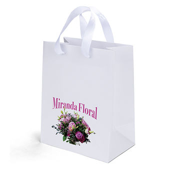 Matte-Laminated Paper Bag with Deluxe Ribbon Handles – 7.75” x 9.75” - Full-Color Printing