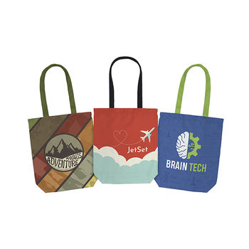 Recycled Canvas Flat Tote Bag with All-Over Full-Color Printing