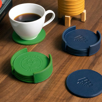 Pantone Color Matched Leather Coaster Set of 4