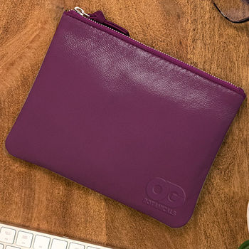 Pantone Color Matched Leather Flat Pouch - Small 6.5" x 5"