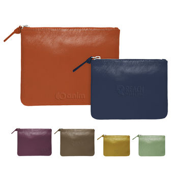Pantone Color Matched Leather Flat Pouch - Medium 8" x 6.5"