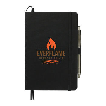 5.5" x 8.5" Eco Hard Cover Journal with Imprinted Gel Pen, Made with Recycled Ocean Plastic - 1% of Sales Donated to Eco Nonprofits