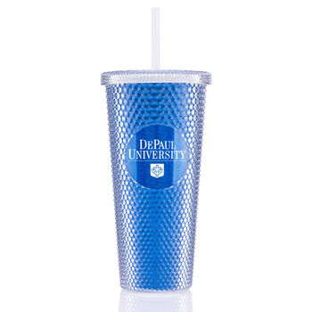 24 oz Studded Clear Tumbler with Glitter Insert