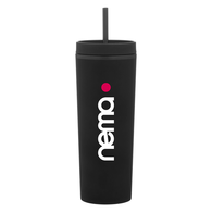 17 oz Double-Wall Acrylic Tumbler with Rubberized Finish and Matching Soft Straw