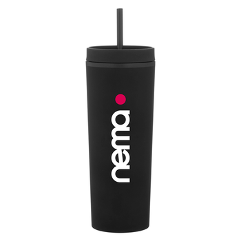 17 oz Double-Wall Acrylic Tumbler with Rubberized Finish and Matching Soft Straw