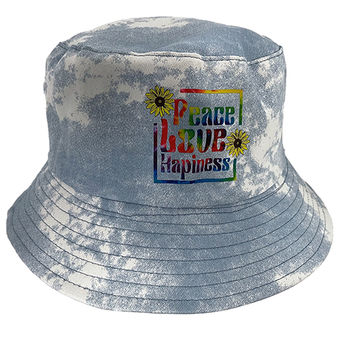 Tie-Dye Reversible Bucket Hat with Embroidery