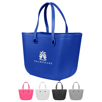 *NEW* Rubber-Look Beach Tote is Sturdy, Tip-Proof, Rinse Off To Clean