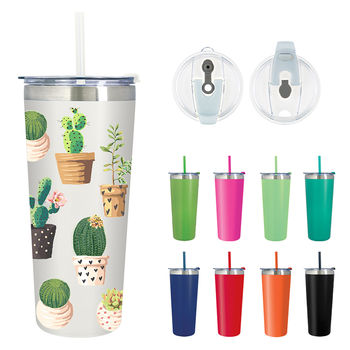 *NEW* 24 oz Stainless Steel Vacuum Insulated Tumbler with Straw with Full-Color Printing