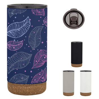 16 oz Stainless Steel Vacuum Insulated Tumbler with Cork Base with Full-Color Printing