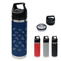 *NEW* 18 oz Stainless Steel Vacuum Insulated Bottle with Carabiner Cap - Full-Wrap Laser 