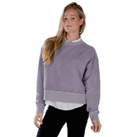 Charles River® Womens Garment-Dyed, Lived-In Look Corded Cotton Cropped Crewneck Sweatshirt