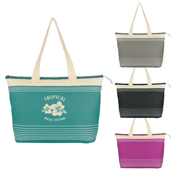 *NEW* 17.5" x 13" Polyester Beach Tote with 24" Cotton Handles