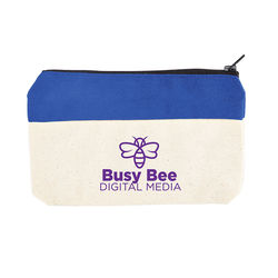 7" x 4 x 1.25" Zippered Two-Tone Cotton Valuables or Cords Supply Pouch
