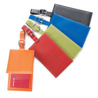 Colorful Bonded Leather Luggage Tag with Business Card Insert and Hidden Magnetic Closure 