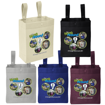 8" x 10" Non-Woven "Hang Around" Tote Bag with Hanger Handle and Full-Color Printing