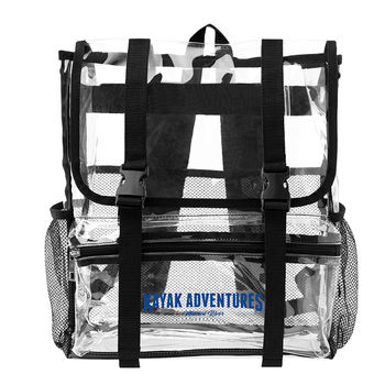 12" x 14" X 6” Clear Buckle Backpack with a Zippered Pocket and Two Side Mesh Pockets - Stadium Security Approved 